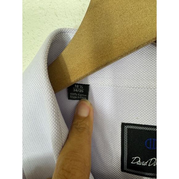 David Donahue Lavender Dress Shirt 18.5 34/35 Men’s Classic Cotton - Picture 4 of 7